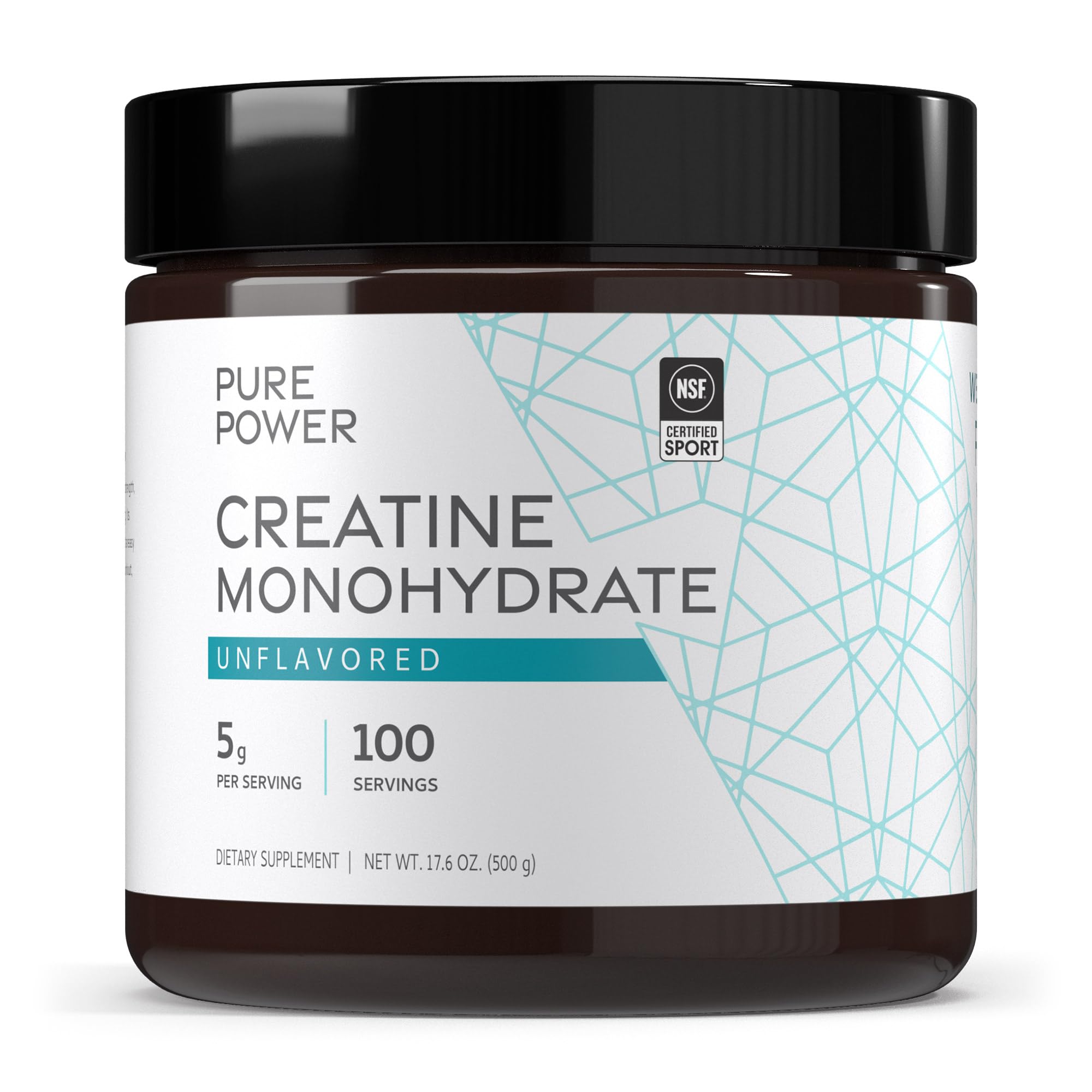 Pure Power Creatine Monohydrate - Supports Strength & Performance - Unflavored - NSF Certified - Quick-Dissolving Powder - 17.60 oz - 100 Servings