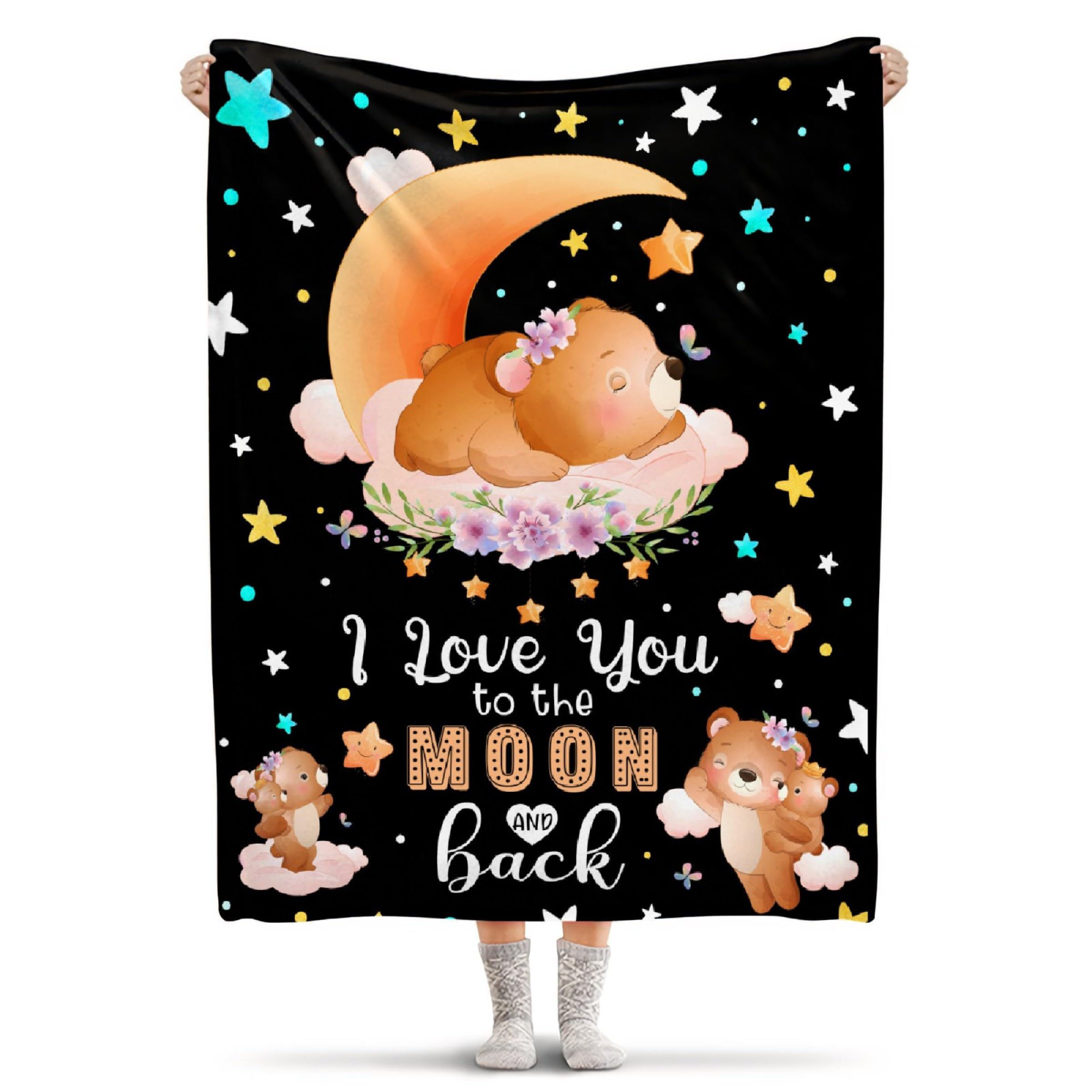 Avalokitesvara Bear Blanket - Super Soft Flannel Blanket for Bed, Couch, Sofa - 60x50 Inch - Gifts for Women, Girls, Boys