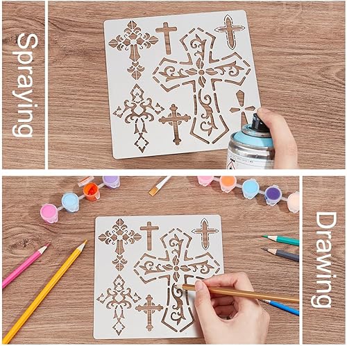 Miniatura 4 de INFUNLY Símbolo de metal para pintar, plantillas de diario de símbolos de 6.15 pulgadas, plantillas reutilizables de acero inoxidable para pintar en