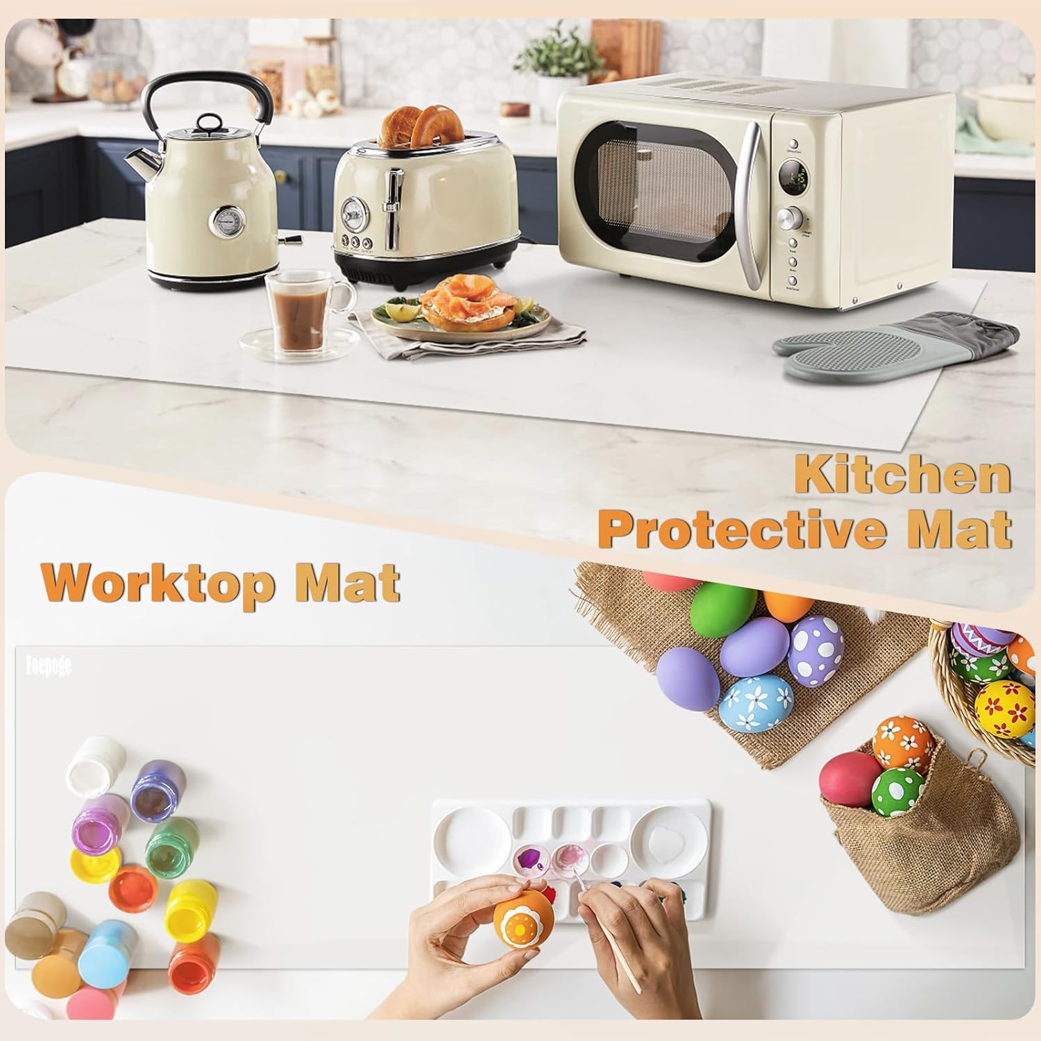 49.2 x 15.7 Large Silicone Mat for Kitchen Counter Protector, Cuttable Silicon Countertop Protector Mat Heat Resistant Mats for Countertop, Cut to Fit Placemat Ship Roll by Foepoge, Translucent