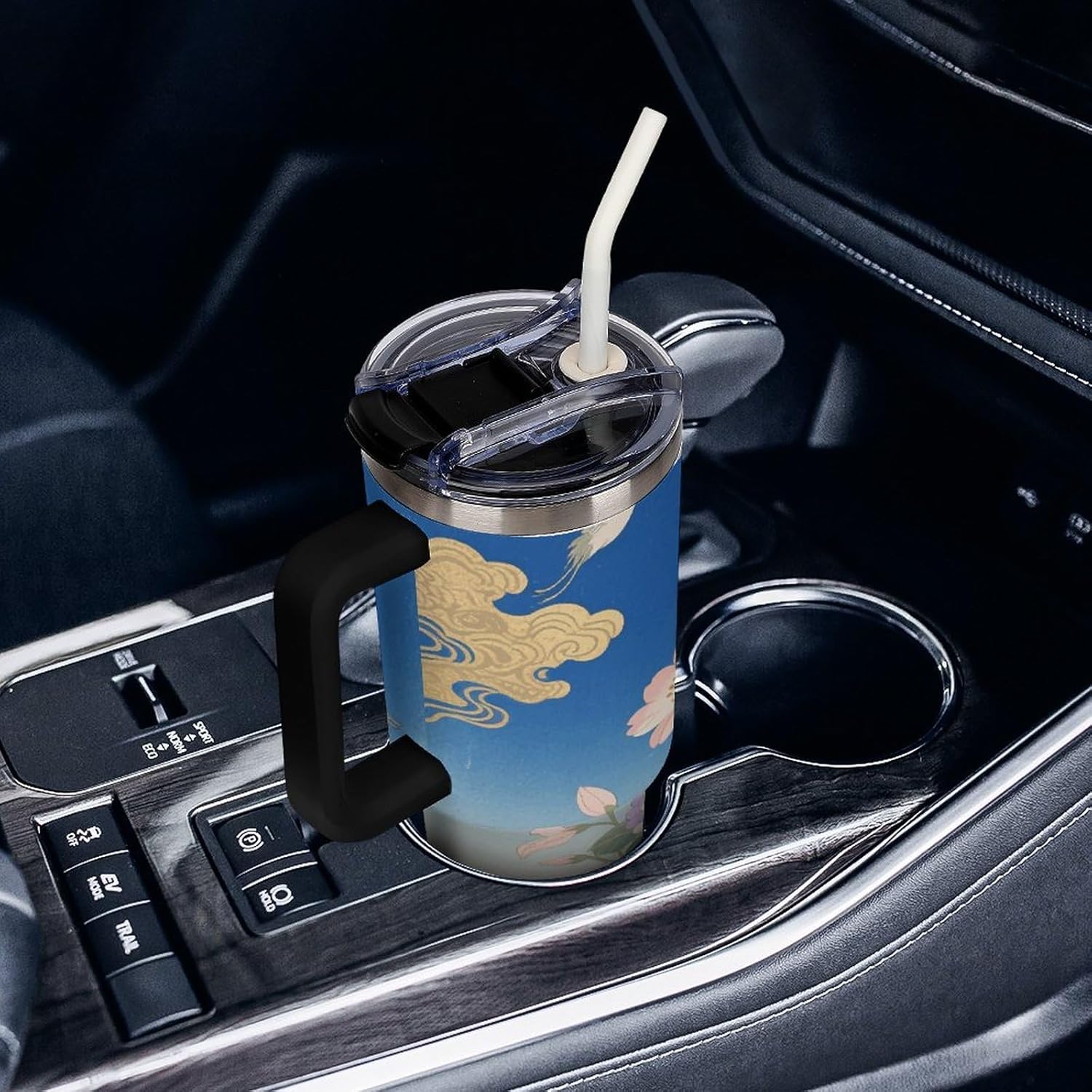 40 Oz Tumbler with Straw And Lid Vintage Flower Insulated Travel Coffee Mug Stainless Steel Water Bottle Vacuum Insulated Tumblers for Sport Work Car Travel Weekends