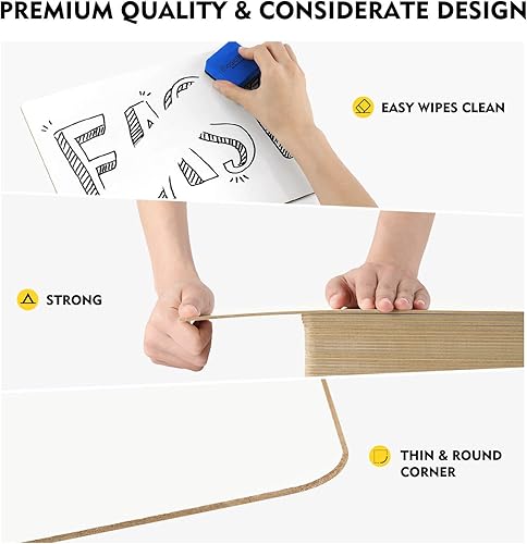 Miniatura 3 de Magicfly Pizarra blanca pequeña de doble cara para aula, 9 x 12 pulgadas, paquete a granel de 16 mini pizarras blancas para estudiantes, profesores,