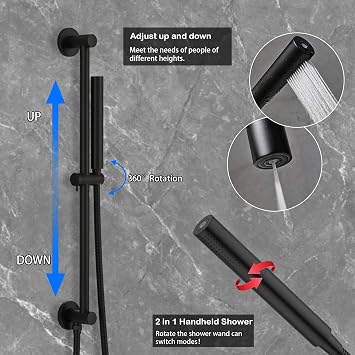 Matte Black Ceiling Shower System & Wall-Mount Faucet Set