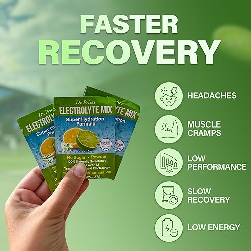 Miniatura 6 de Mezcla de electrolitos súper hidratación fórmula  de oligominerales  Sabor lima-limón 30paquetes mezcla para bebida  Dr Prices Vitamins 30