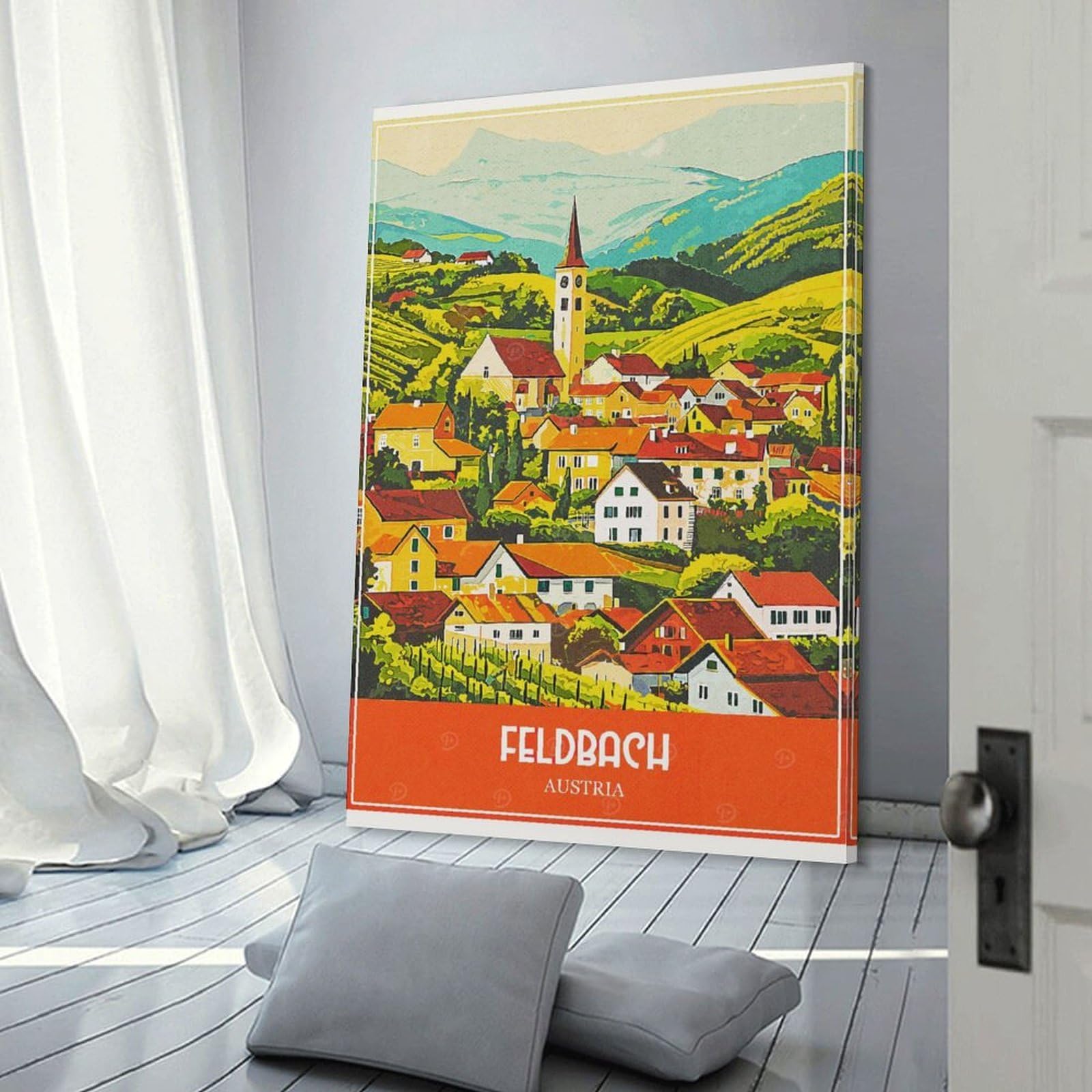 Junmoney Feldbach Austria Travel Wall Picture Print 08x12inch(20x30cm), for Lounge Decor, Offices Or Entryway Styling, Versatile Wall Decor for Many Rooms