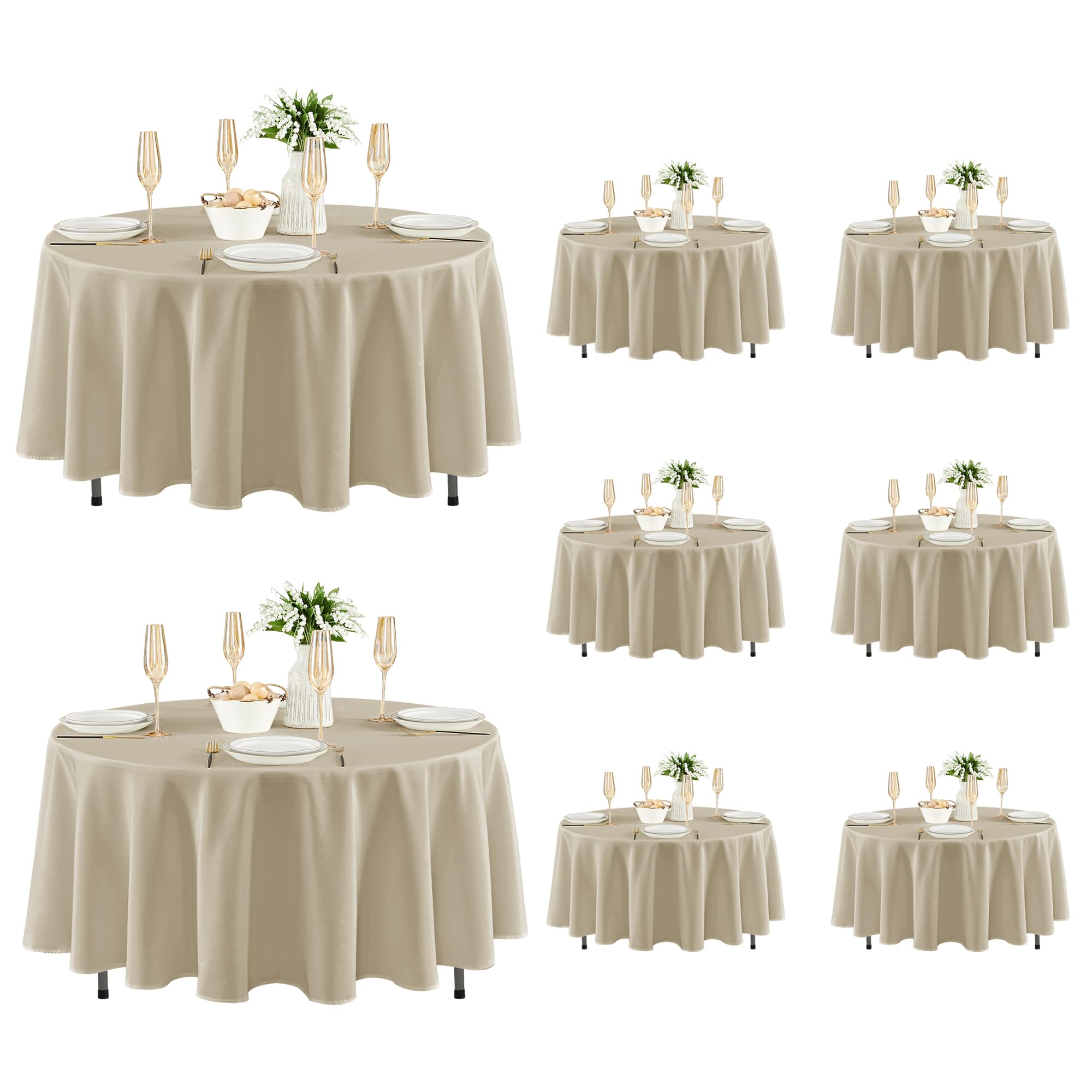 Fitable 8 Pack Nature Tablecloths 84 Inch Round for 36"-60" Tables