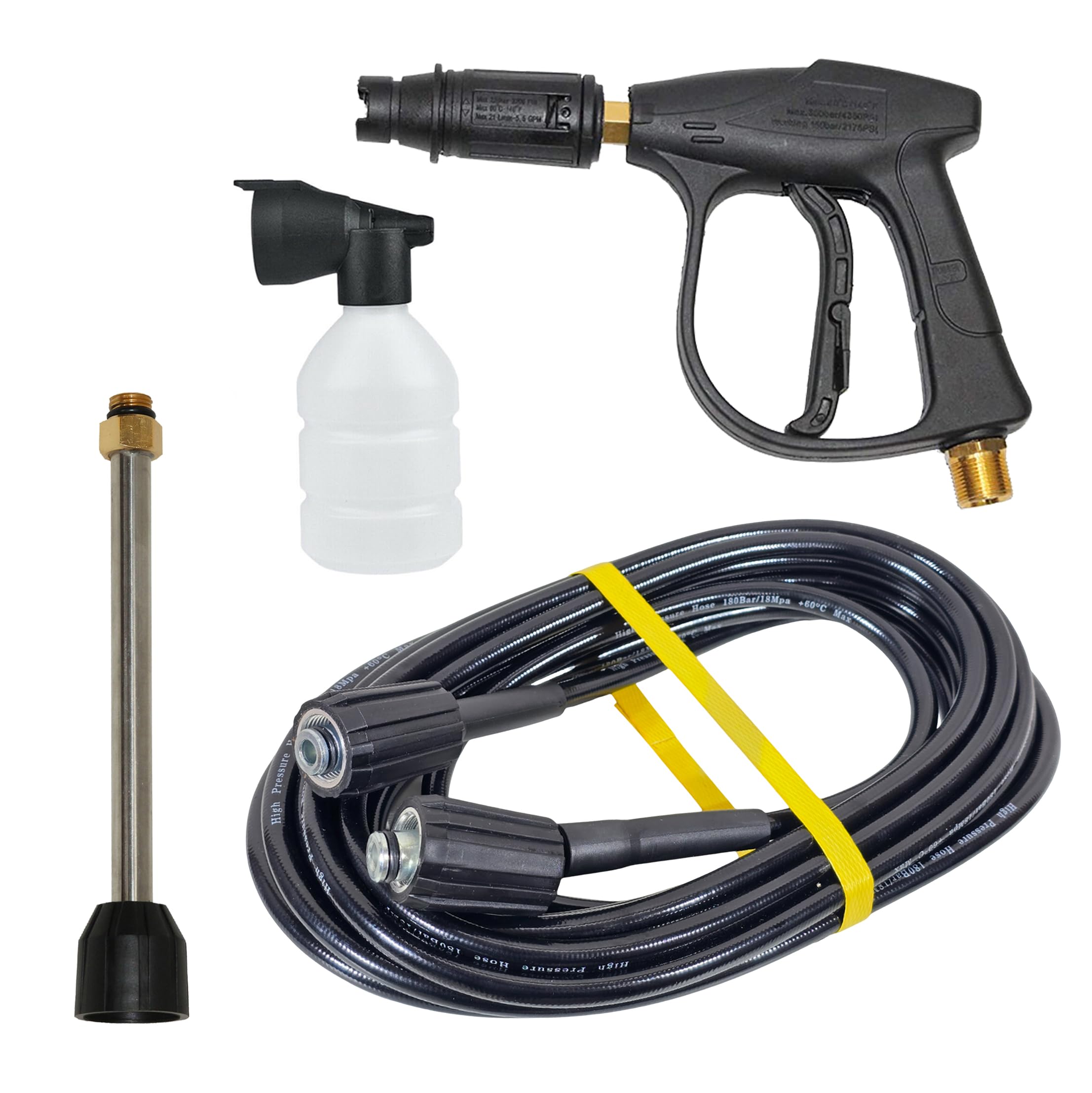 Digital Craft High Pressure Washer Gun M22*1.5mm Water Gun Car Cleaning Tool, Extension Lance 19cm Pressure Washer Gun,Small Faom Bottle,Pressure Washer Pipe 8MTR,-image-45