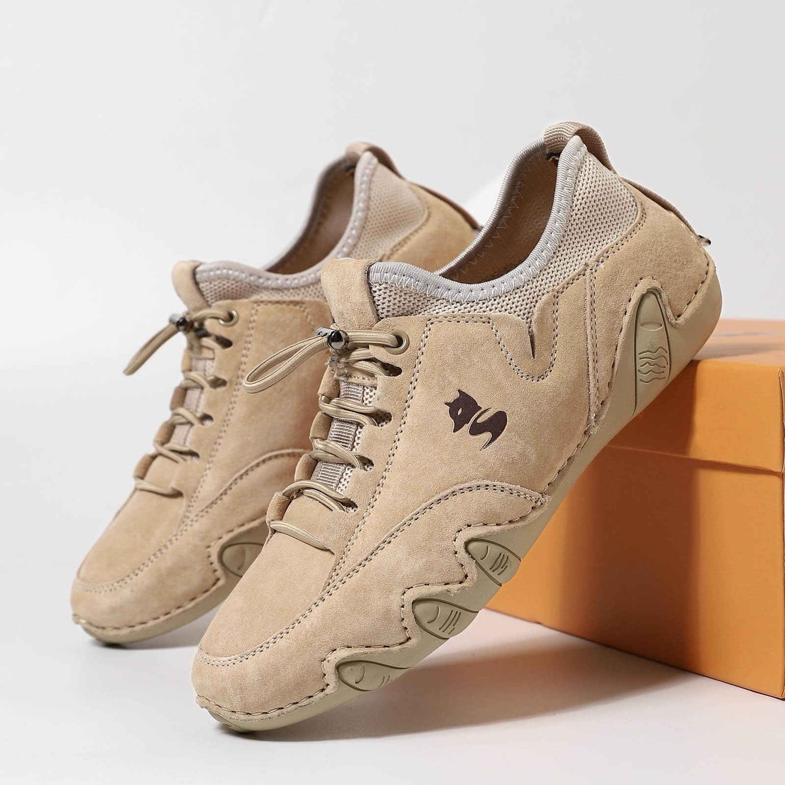 Zapatos casuales para mujer, zapatos casuales para mujer, botas chukka al tobillo, mocasines transpirables, hechos a mano, a la moda, tenis de caña media para caminar y conducir, Khaki, 40 EU