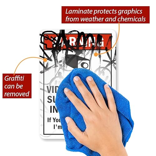 Vista 18 de SmartSign Letrero de metal con texto en inglés "Warning - Video And Audio Surveillance In Progress, If You Are Reading This I'm Watching You