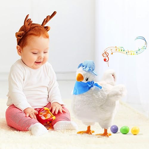 Miniatura 6 de SOMOYA Juguete loco de peluche eléctrico con diseño de huevo para poner pollo, bailando con sonido y música, animales de juguete