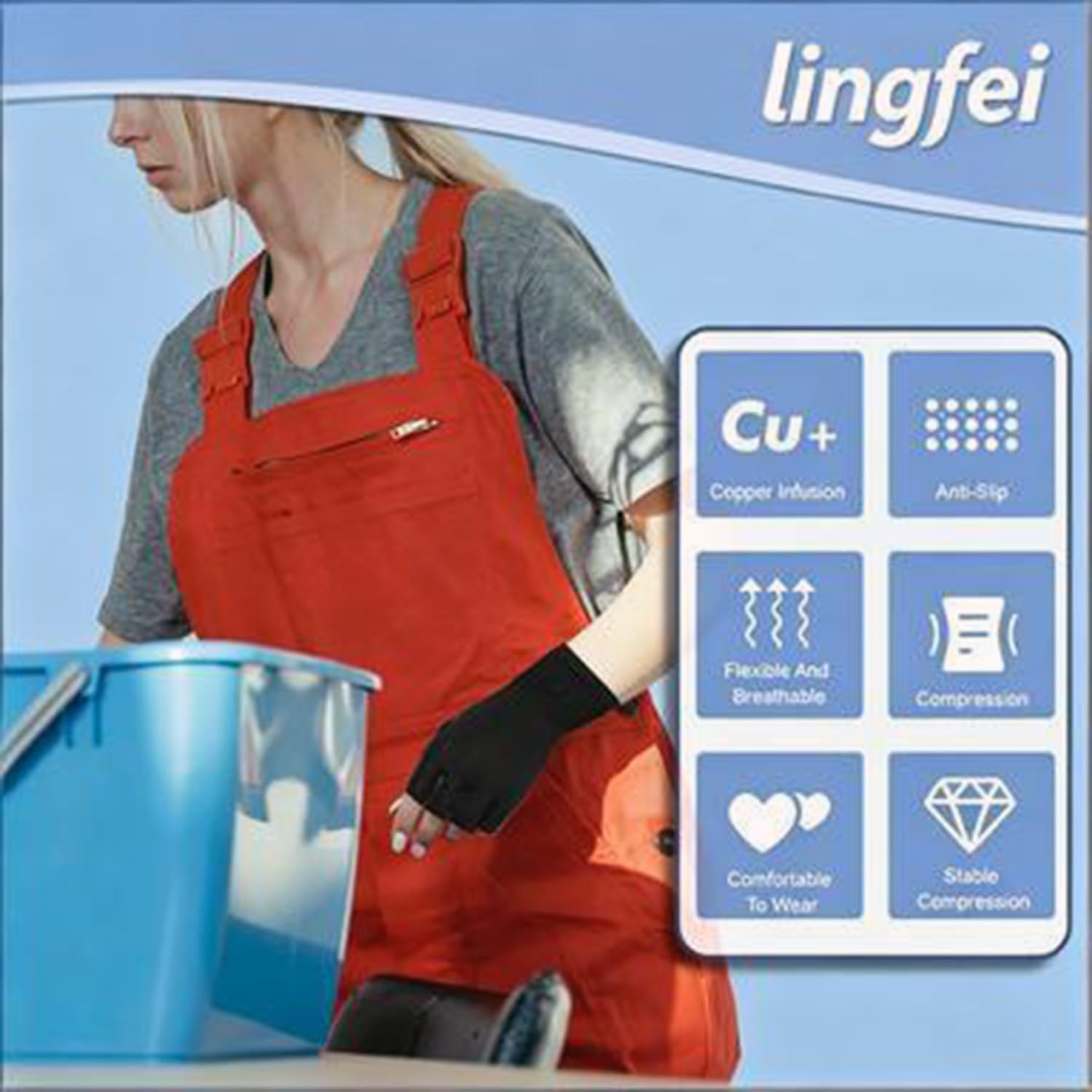 LingFei Compression Gloves for Arthritis Hands, Carpal Tunnel Pain Relief & Swelling -Copper Arthritis Gloves for Women & Men