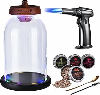 Yioeecf Cocktail Smoker Kit for Glass Dome And Torch Wood Base（Install LED Light Strips）tao zhuang