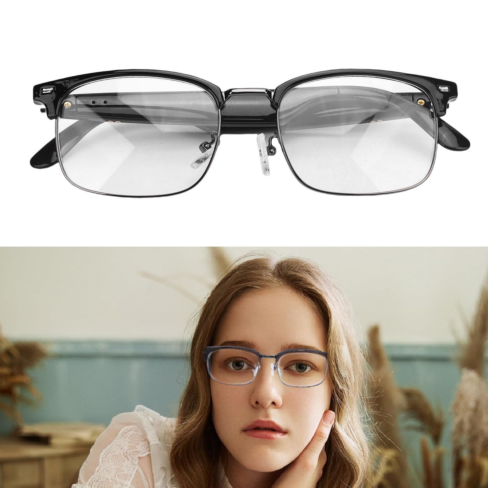 Topiky Bluetooth Audio Smart Lunes, Lunettes Intelligentes pour Femmes Hommes, Lunettes de Soleil Bluetooth Polarisées, Lunettes Bluetooth Ouvertes avec Micro et Haut-parleurs,