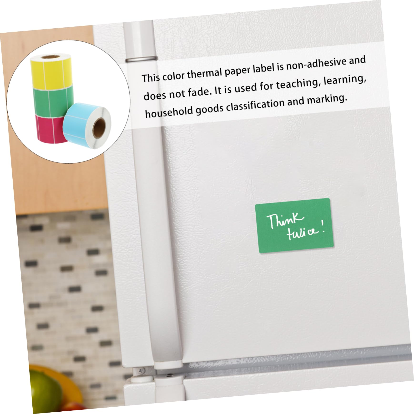 DOITOOL 4 Etichette Adesive Termiche Colorate Impermeabili e Facili per Domestico e Ufficio