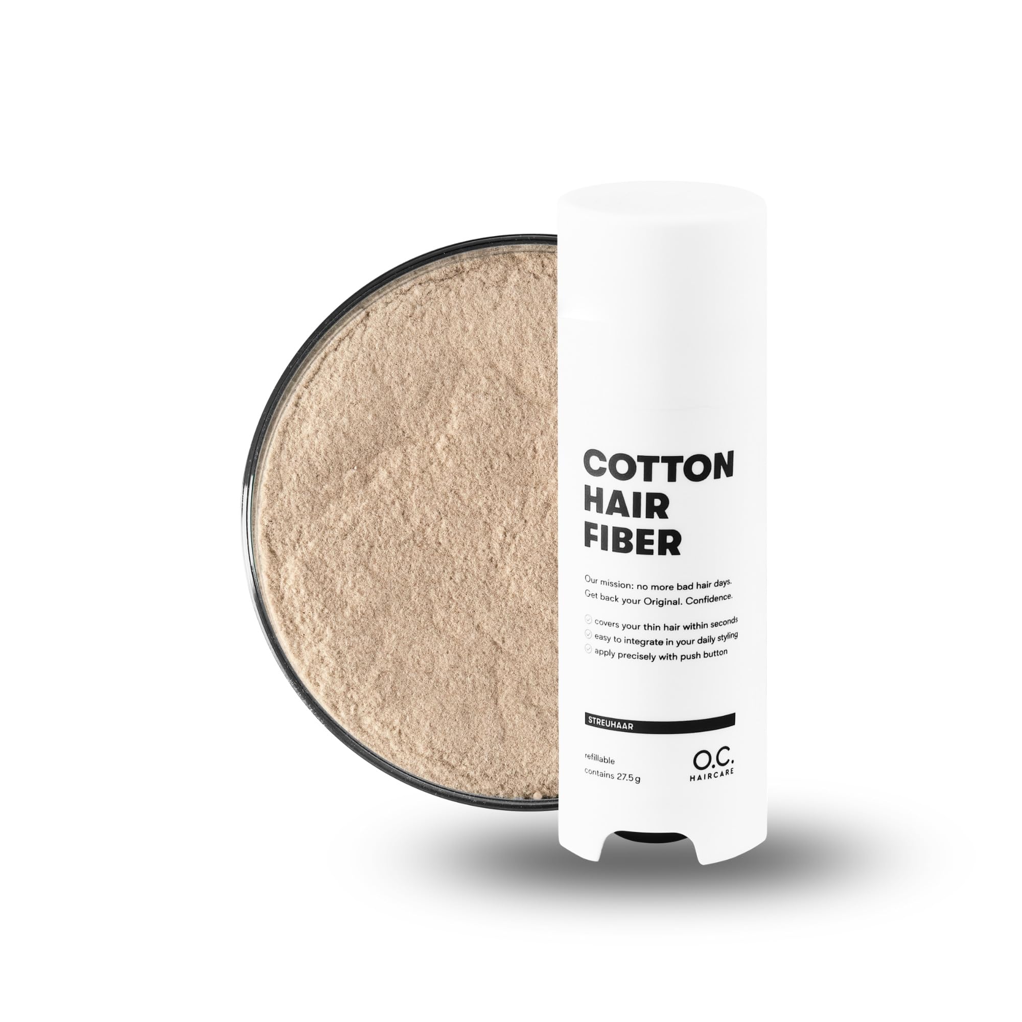O.C. HAIRCARE Hair Thickening Fibres, for partings bald spots on the top and back of the head, recommended by leading salons