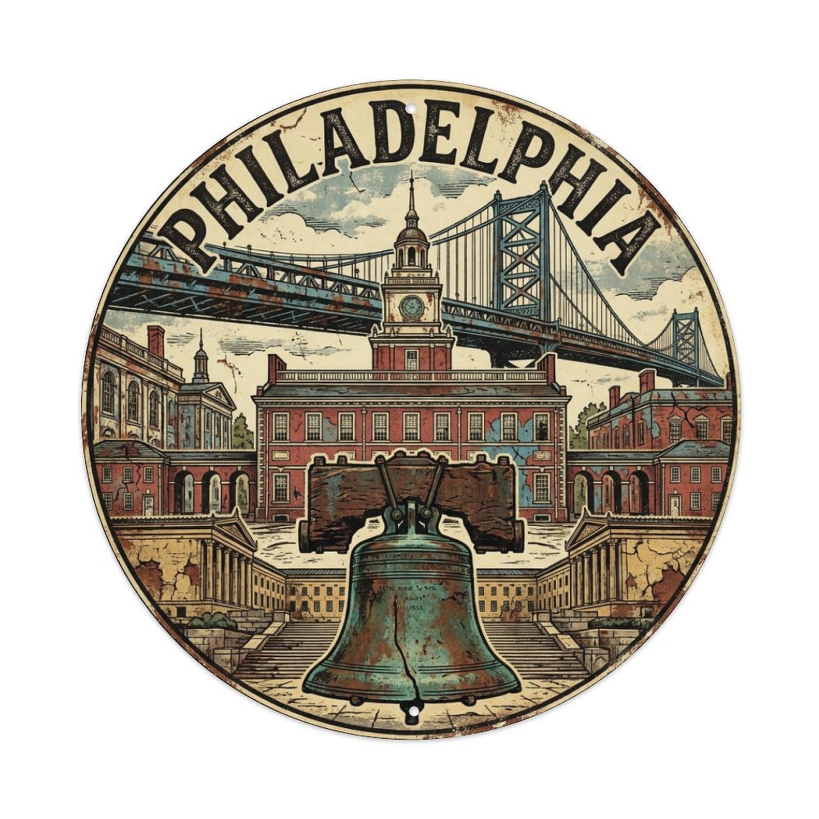 Travel Retro USA Philadelphia Metal Tin Sign