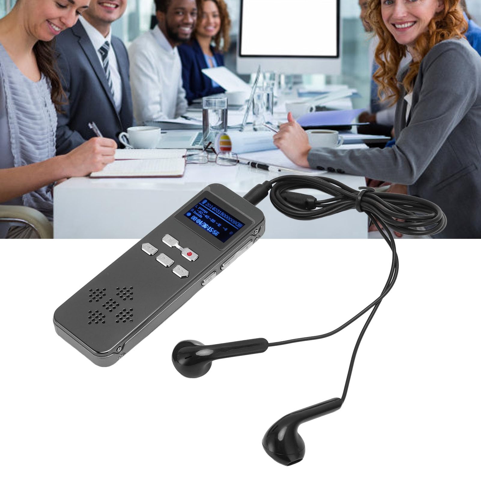 Registratore vocale digitale, registratore vocale digitale portatile altamente restaurato, doppio microfono, suono stereo, riduzione del rumore professionale, funzione password registratore MP3 per