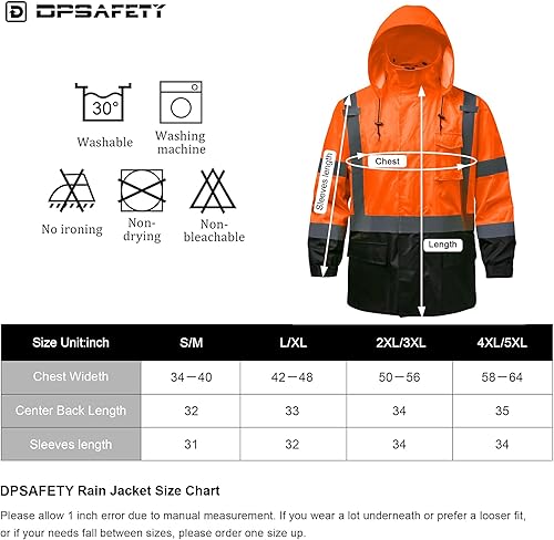 Miniatura 6 de Traje de lluvia de alta visibilidad clase 3, chaqueta de lluvia Hi Vis con tiras reflectantes 3M, Naranja02