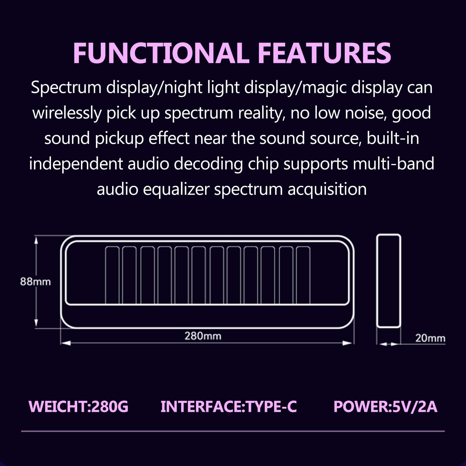 Display a LED per spettro musicale, analizzatore di spettro audio, 7 modalità preimpostate, colore regolabile, 12 tubi Nixie, modalità dinamica per studio di gioco