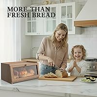 Vista 2 de Panera grande para encimera de cocina, panera de granja, contenedor de pan con soporte para pan con ventana