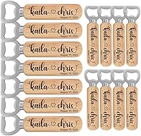 Vista 9 de Personalized Bottle Openers, Wooden Custom Couple's Names & Date Openers for Wedding Gift, Idea Gifts for Wedding (Set of 6)