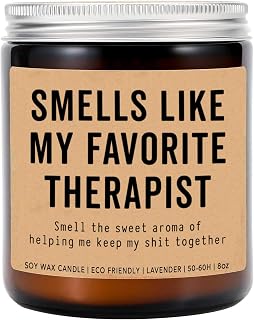 Smells Like My Favorite Therapist Candle - Humorous Therapist Gift - Lavender Scented Soy Wax Candle - 8oz - Approx. 50 Hour Burn Time