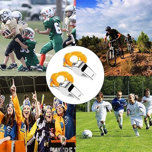 Miniatura 3 de Silbato de entrenador, paquete de 35 silbatos de árbitro de fútbol con cordón para entrenamiento deportivo de emergencia, árbitro 1 (plateado)