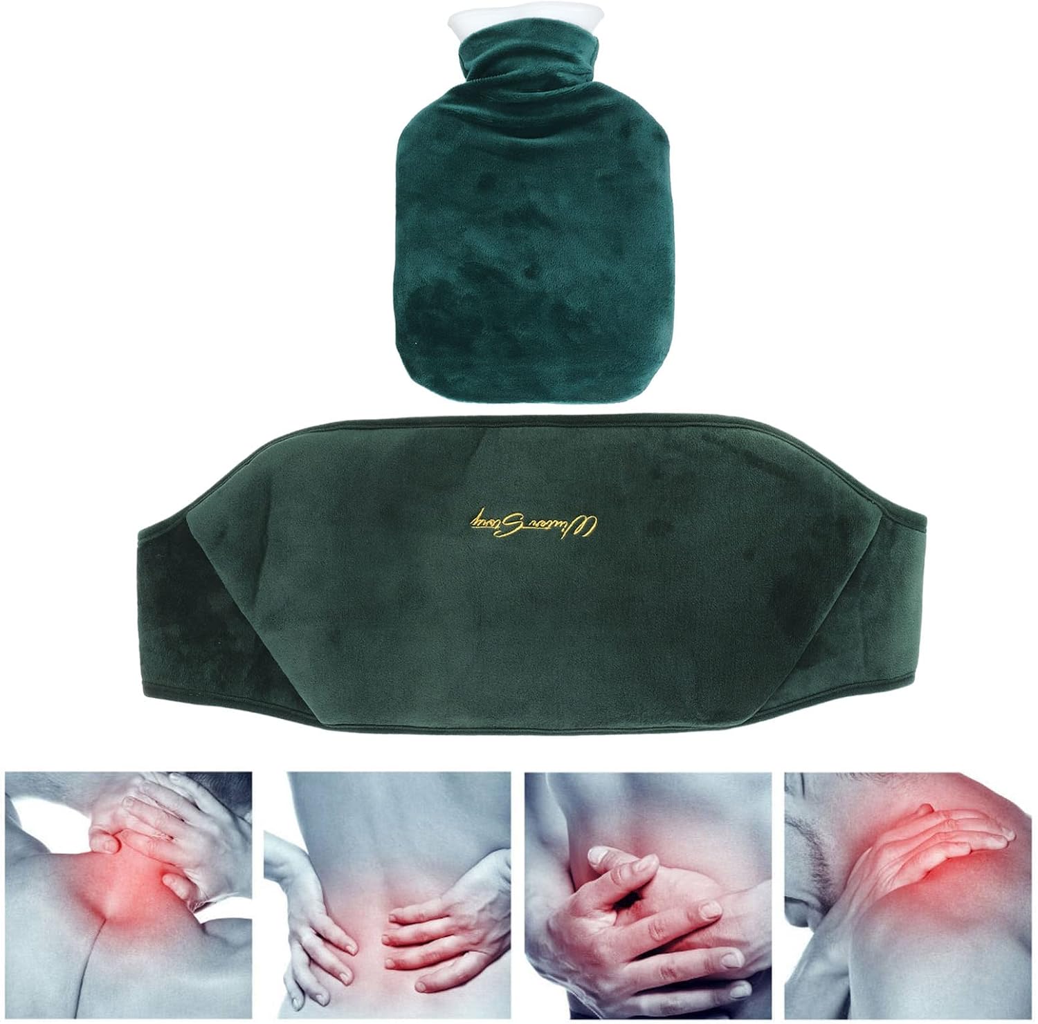 1000ml Hot Water Bottle, Hot Cold Therapies Hot Water Bottles Hot Water Bag with Waist Cover for Neck, Back, Shoulder Waist Warm