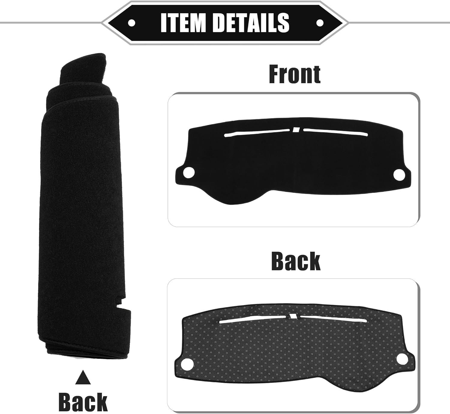 Car Dashboard Cover Mat Compatible for Kia Rio 2017-2021, Protective Polyester Black Center Console Interior Trim Dash Board Mat
