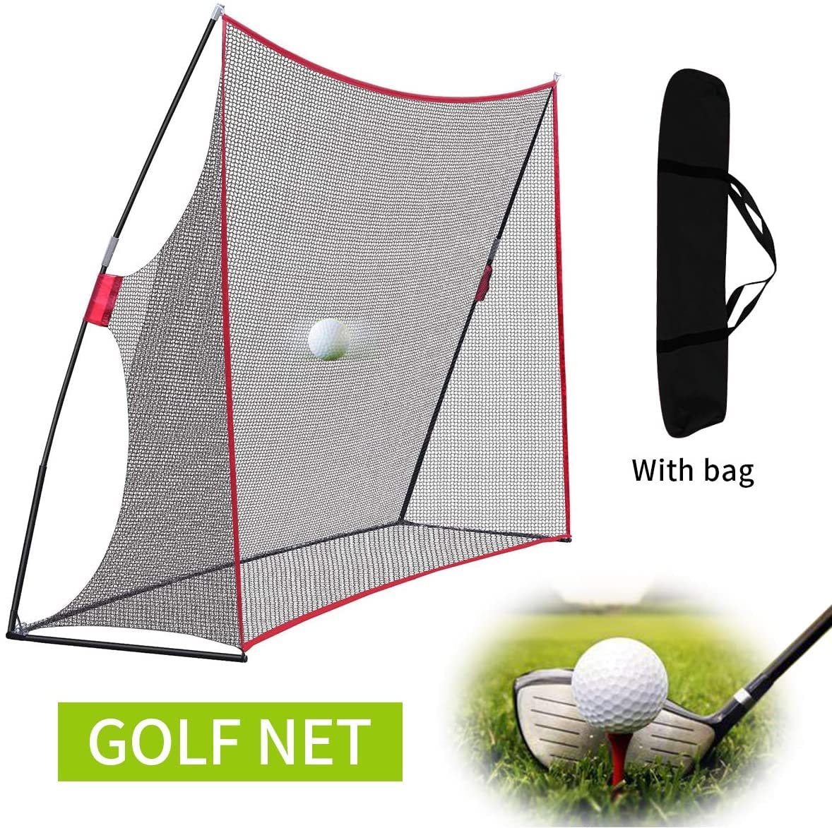Filet de Golf Practice Filet Dentraînement de Golf Hitting Net Filet Golf Entrainement Portable, Filet de Golf Familial pour l'intérieur et l'extérieur avec Sac de Transport