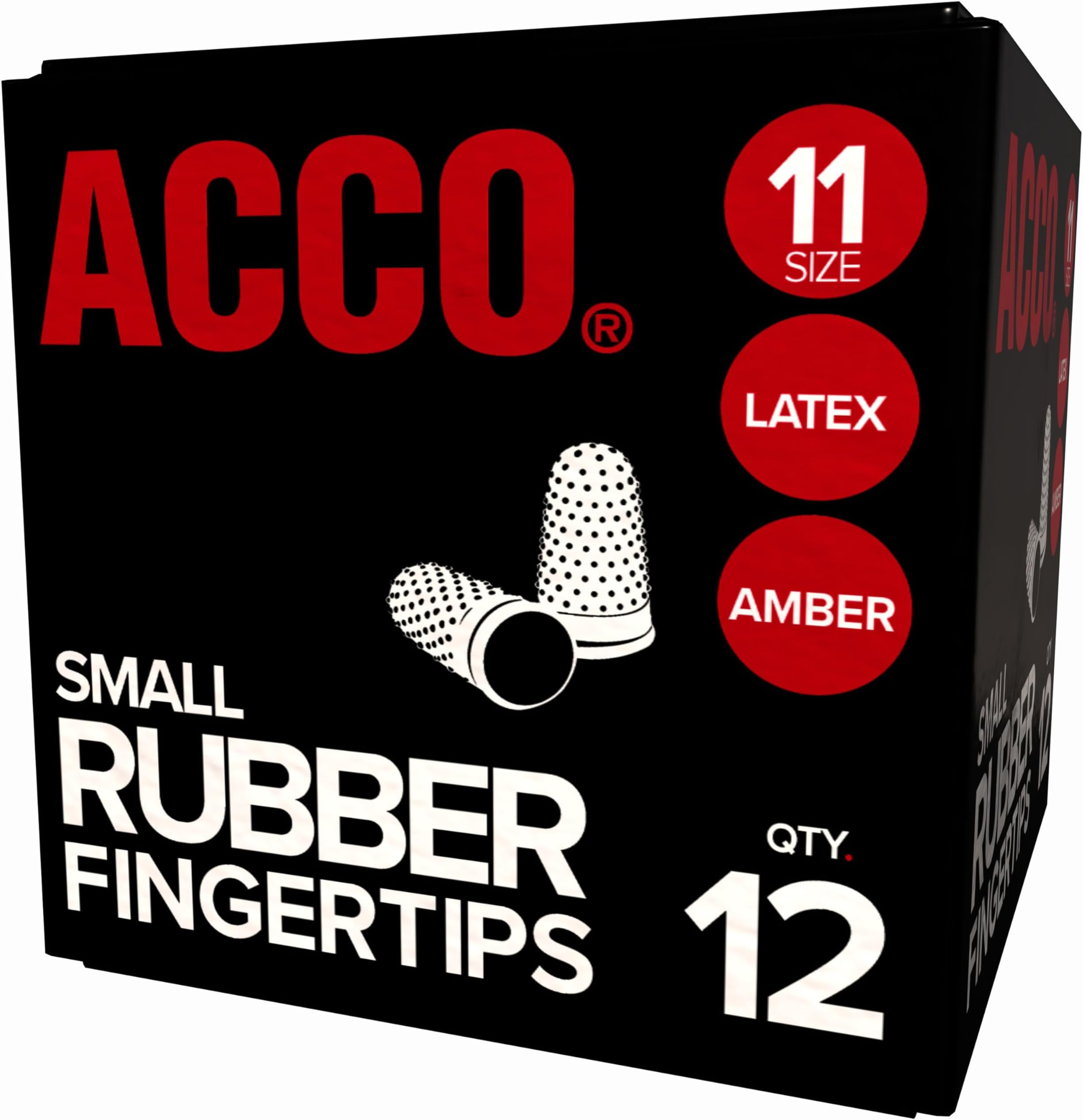 ACCO Rubber Finger Tips, Size 11 (Small), 9/16" Base Diameter, Nubbed for Better Gripping, 12 Count Box (S7054031)