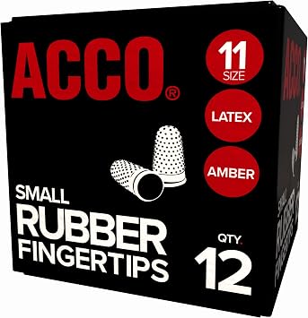 ACCO Rubber Finger Tips, Size 11 Small, 9/16" Base Diameter, Nubbed for Better Gripping, 12 Count Box S7054031