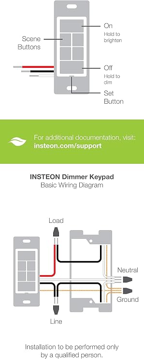 Insteon Dimmer Light Switch Smart Keypad, in-Wall 6-Button Dimmer Keypad & Scene Controller, Connect Up to 5 Devices, 150W LED Capacity, Works with Alexa & Google Assistant, Hub Required - 2334-232