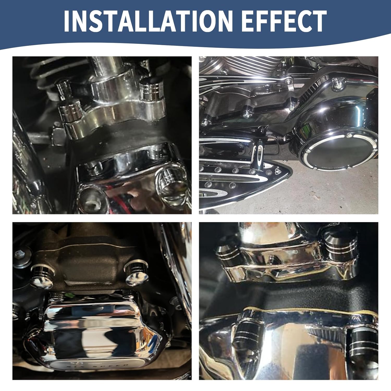 62 Pcs Motorcycle Bolt Covers Engine Head Bolt Toppers Caps Kit for Harley 2017-2024 Touring Road King Street Glide Road Glide Electra Glide 2018-2024 Softail Fat Bob Breakout Lowrider S (Chrome)