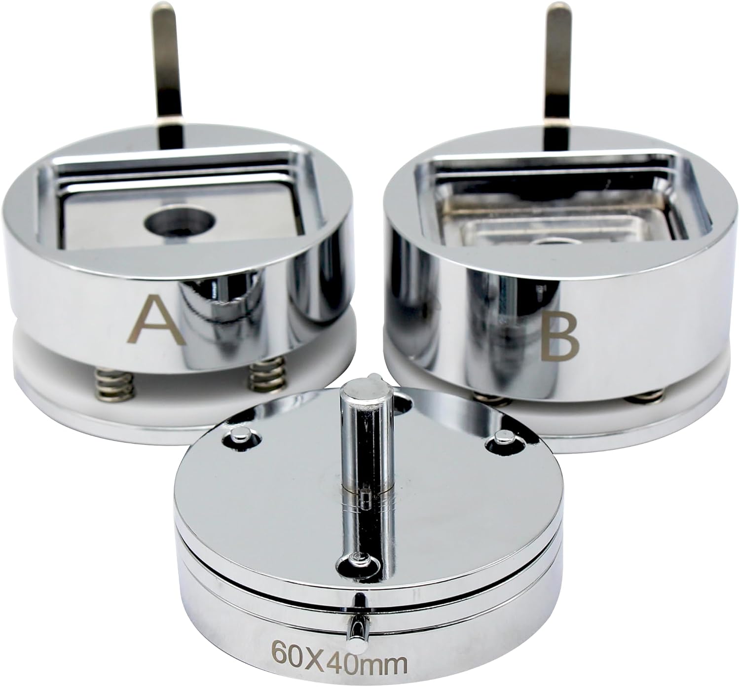 ChiButtons 40x60mm Interchangeable Rectangle Die Moulds-S1 + Free Pin Button Components (100 Sets)