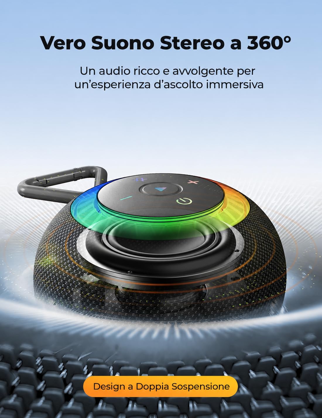 UOHHBOE Cassa Bluetooth Doccia Portatile 20W IPX7 Impermeabile Altoparlante Bluetooth LED Luce 24 Ore di Autonomia Stereo TWS Chiamate in Vivavoce Supporta schede TF con Ventosa per Doccia