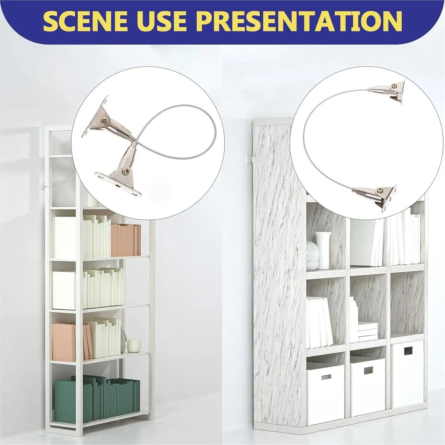 Lawsen Furniture Anchors 20pcs Furniture Anti-tip Anchors Wall Kit Bookshelf Dresser Stainless Steel Straps Cabinets Fixing for Furniture Dresser