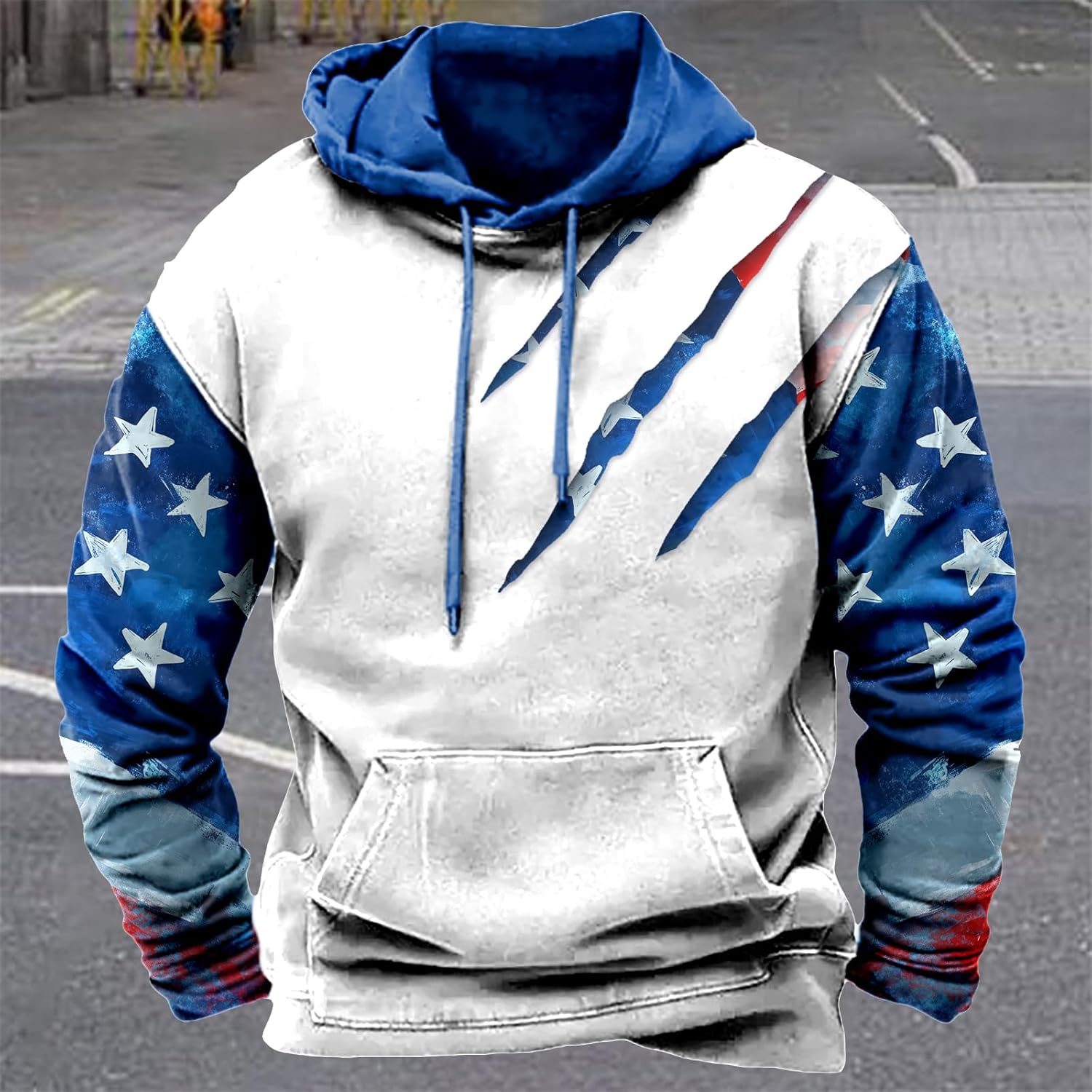 domirica Western Men's Hoodies American Flag Pullover Comfort Casual Novelty Oversized Lightweight Hooded Sweatshirts