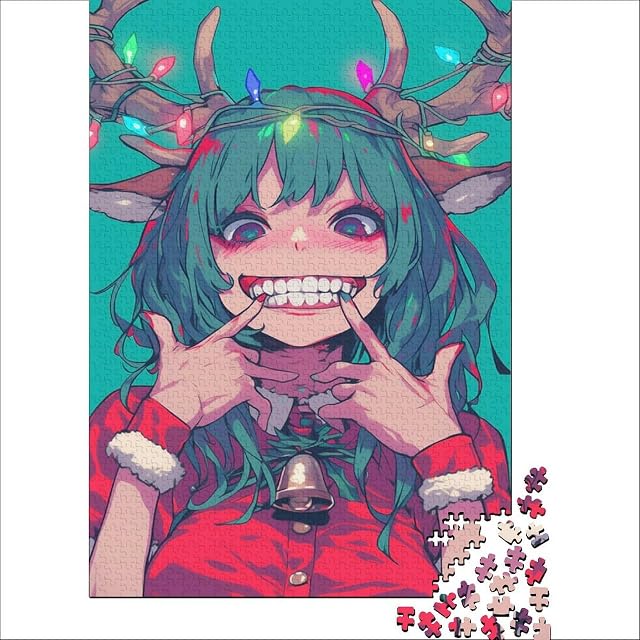 Foto 2 de 6 de Rompecabezas de 1000 Piezas para Adultos con diseño de Chica Anime navideña, Juego práctico, antiestrés