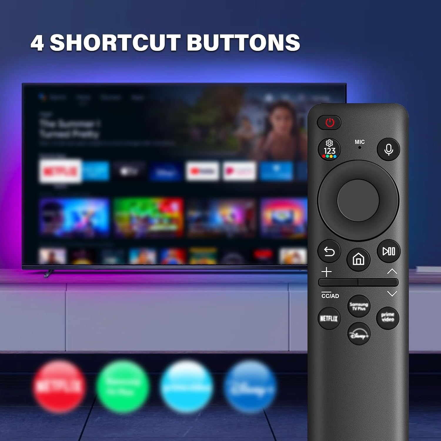 BN59-01432A Télécommande de Remplacement pour Samsung,Télécommande vocale Universelle Solaire pour Samsung Smart TVs,Samsung Smart 4K HD TV avec 4 Touches de Raccourci