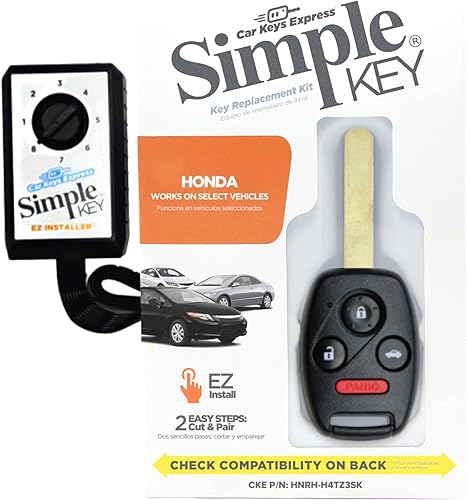 Llave simple, llavero remoto y programador compatible con vehículos Honda (lista de vehículos compatibles F, 4 botones)