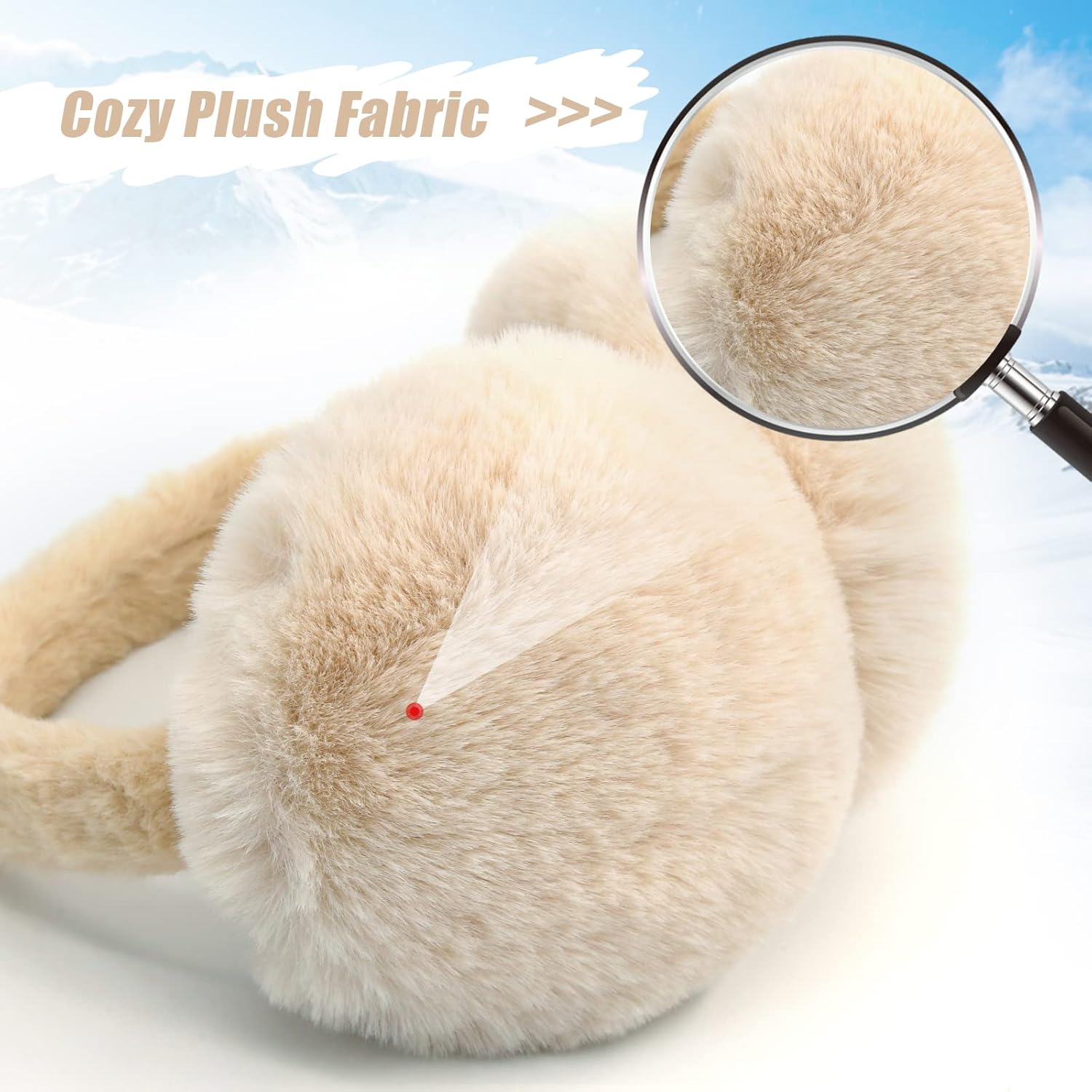 PIGBENGO Foldable Ear Muffs for Women Cold Weather Fluffy Earmuffs Winter Warm Headband Cute Slouchy Ear Warmers - Image 4