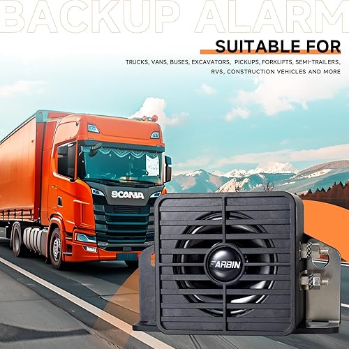Miniatura 6 de FARBIN Alarma de respaldo para camión, 105 dB, 12 V-48 V, bocina de alarma inversa para automóvil con advertencia de timbre BIBI, impermeable,