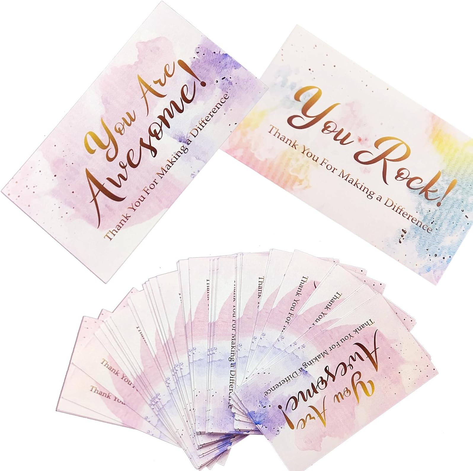 200pcs Appreciation Cards,You Are Awesome Cards Colorful Thank You For Making a Difference Thank You NoteCard Appreciation Insert Greeting Card for Coworker Nurse Teacher Employee Volunteer, 2" x 3.6"