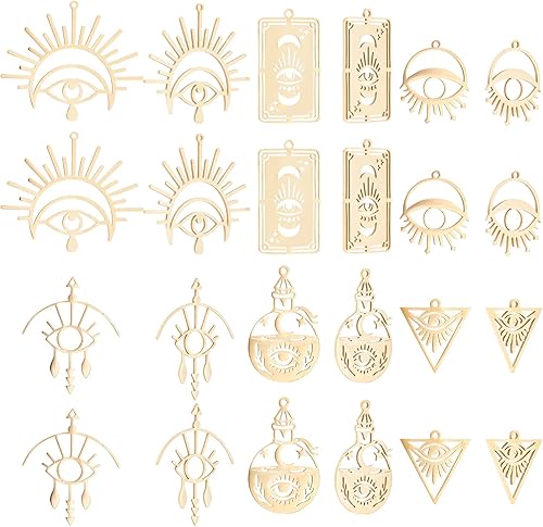 DICOSMETIC Colgante de acero inoxidable de ojo egipcio con cuentas de ojo turco de Fátima, dijes de protección contra el mal de ojo para hacer