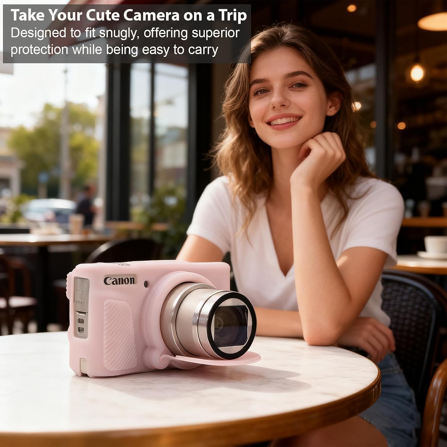Case for Canon PowerShot SX740 HS, SX730 HS Camera, Soft Silicone Protective Case, Slim Fit Sleeve with Removable Lens Cover and Screen Protector Accessories, Anti-Scratch (Jelly Pink)