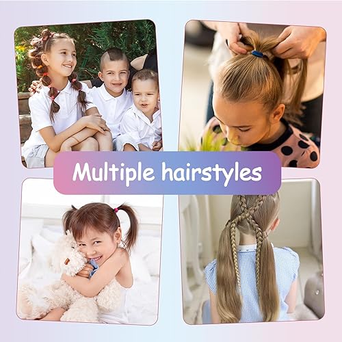 Vista 13 de 200 ligas elásticas para el cabello fino, soportes para coletas pequeñas para niños y bebés, multicolor, mini accesorios para el cabello sin arrugas