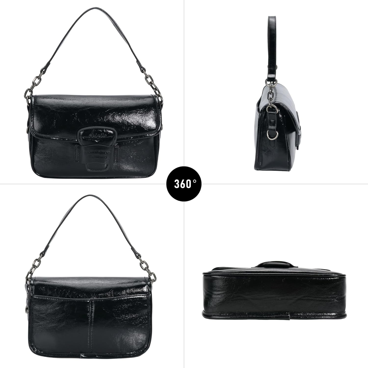 Flap Purse Crossbody Bags for Women, Vegan Leather Handbags with Top Handle and Adjustable Strap - Image 7