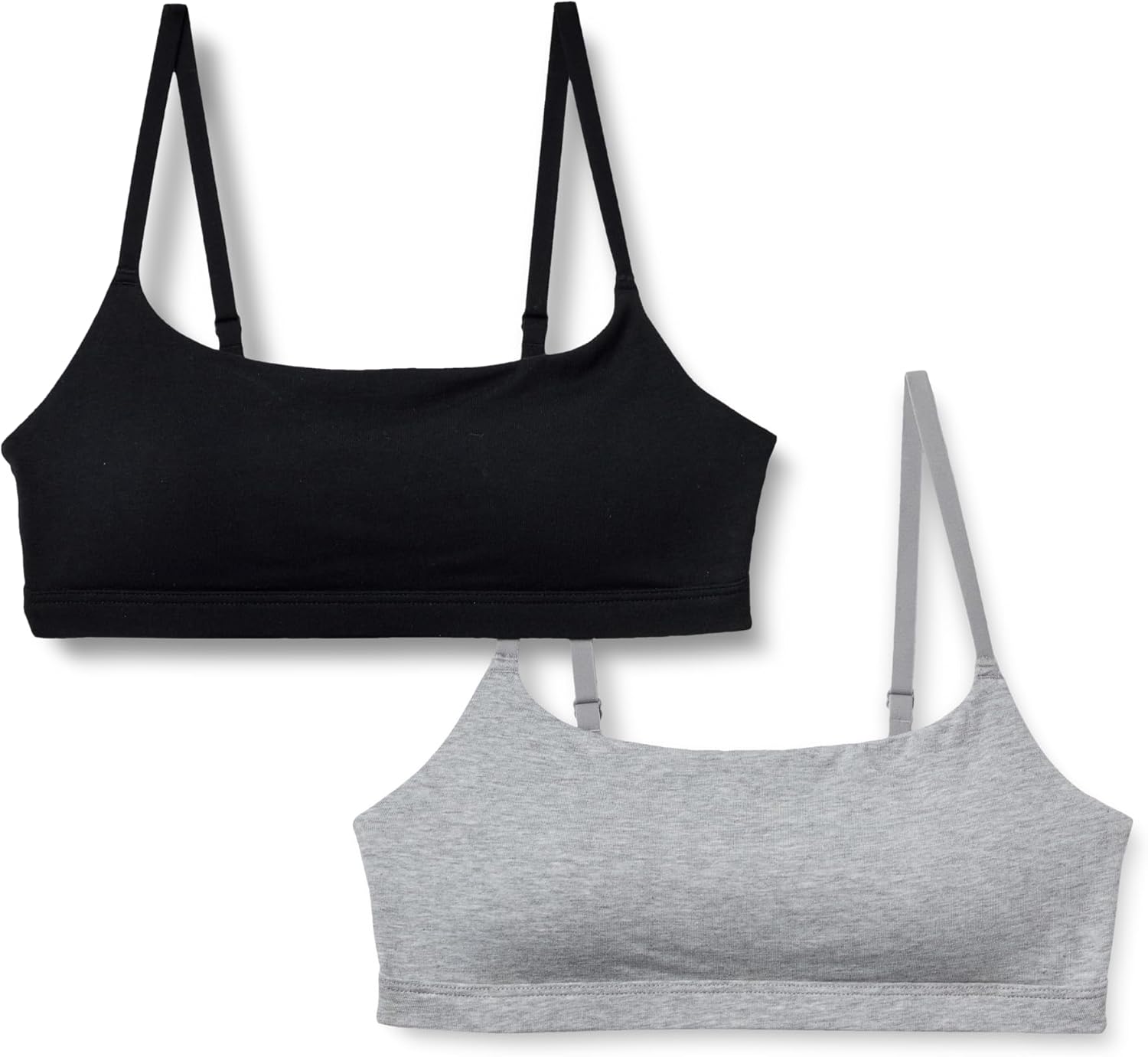 Amazon Essentials Women's Cotton Jersey Adjustable Scoop Bralette, Pack of 2