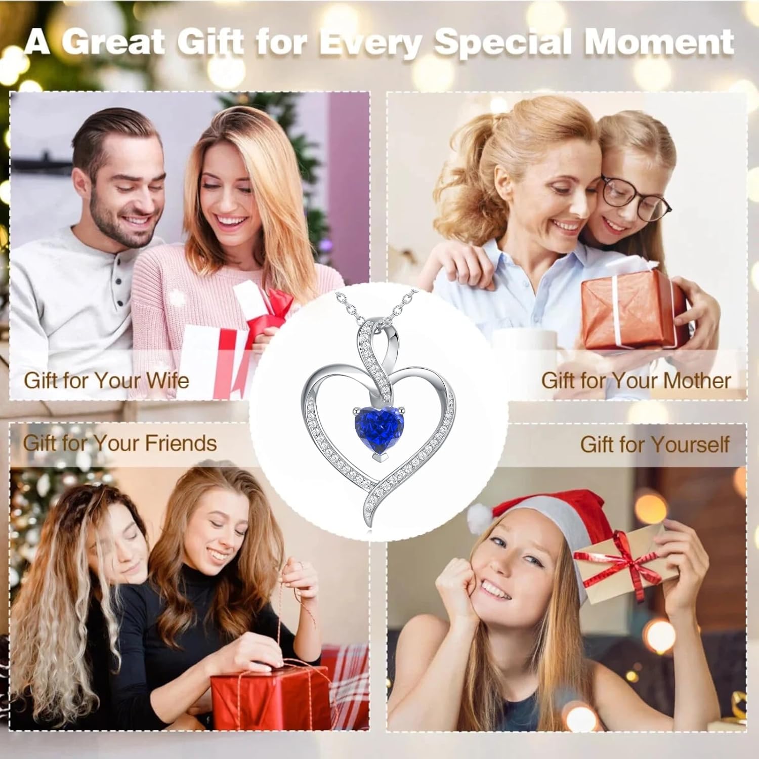 E Infinity Necklace 925 Sterling Silver Love Heart Birthstone Necklace, Mother’s Day Birthday Anniversary Jewelry Gifts for Wife Girlfriend Mom Her - Image 5